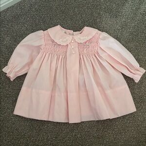 Adorable Pink Baby Dress with Embroidered Collar